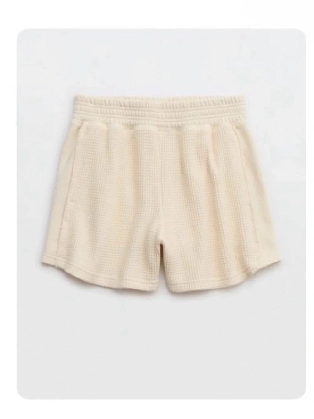 Aerie High Waisted Waffle Knit Lounge Shorts - Cream